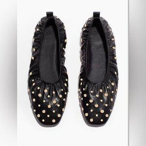 H&M Black Flats with Cream Polka Dots